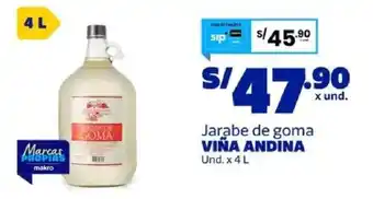 Makro Viña Andina jarabe de goma oferta