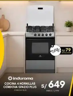 La Curacao Indurama cocina 4 hornillas cordova spazio plus oferta