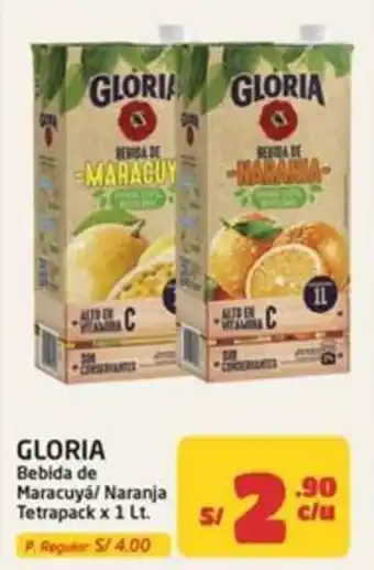 Gloria bebida de maracuyá naranja