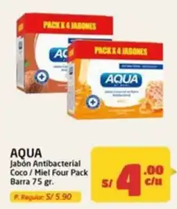 MaxiAhorro Aqua jabón antibacterial coco / miel four pack oferta