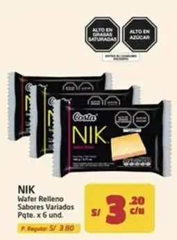 MaxiAhorro Costa Nik wafer relleno sabores variados oferta