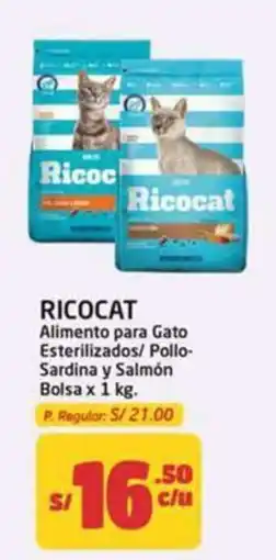 MaxiAhorro Ricocat Alimento para Gato Esterilizados Pollo Sardina y Salmón oferta