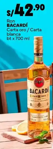 Plaza Vea Ron Bacardí carta oro / carta blanca oferta
