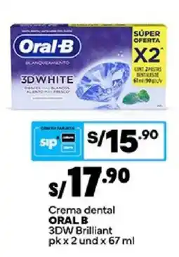 Plaza Vea Oral B crema dental 3d white brilliant oferta
