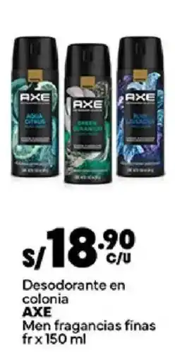 Plaza Vea Axe desodorante en colonia men fragancias finas oferta