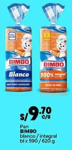 Plaza Vea Bimbo pan blanco / integral oferta