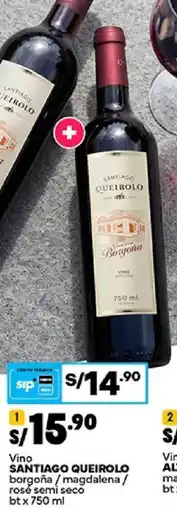 Plaza Vea Santiago Queirolo vino borgoña / magdalena / rosé semi seco oferta
