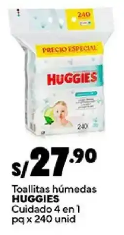 Plaza Vea Huggies toallitas húmedas cuidado 4 en 1 oferta