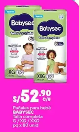 Plaza Vea Babysec pañales para bebé talla completa oferta