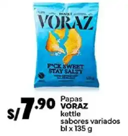 Plaza Vea Voraz papas kettle sabores variados oferta