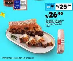 Plaza Vea El Buen Corte panceta con hueso con piel / sin piel oferta
