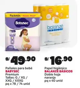 Plaza Vea Babysec pañales para bebé premium oferta