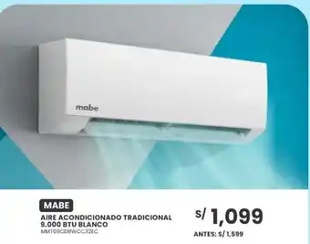 Mabe aire acondicionado tradicional 9.000 btu blanco