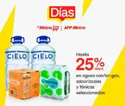 Metro en aguas con/sin gas, saborizadas y tónicas seleccionadas oferta
