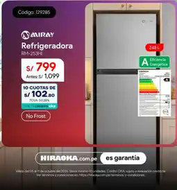 Hiraoka Miray refrigeradora rm-253hi oferta