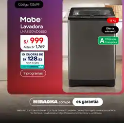 Hiraoka Mabe lavadora oferta