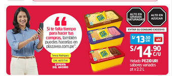 Plaza Vea Helado PEZIDURI sabores variados pt x 2.2L oferta