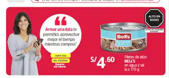 Plaza Vea Filetes de atun BELL'S en agua y sal la x 170g oferta