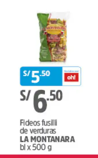 Plaza Vea Fideos fusilli de verduras LA MONTANARA bl x 500g oferta