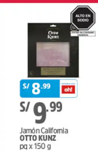 Plaza Vea Jamon California OTTO KUNZ pq x 150g oferta