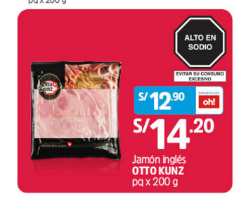 Plaza Vea Jamon ingles OTTO KUNZ pq x 200g oferta