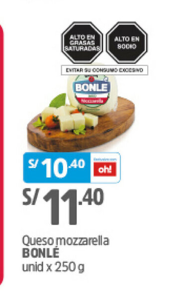 Plaza Vea Queso mozzarella BONLE unid x 250g oferta
