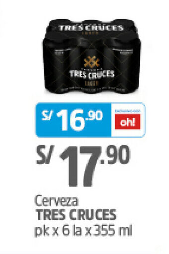Plaza Vea Cerveza TRES CRUCES pk x 6 la x 355 ml oferta