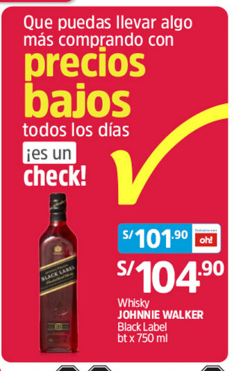 Plaza Vea Whisky JOHNNIE WALKER Black Label bt x 750ml oferta
