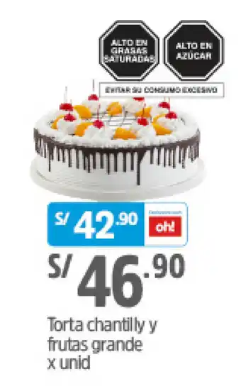 Plaza Vea Torta chantilly y frutas grande x unid oferta