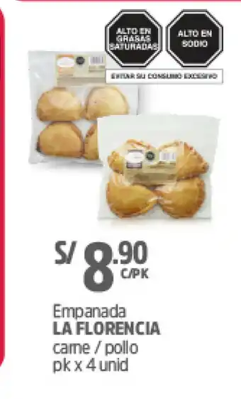 Plaza Vea Empanada LA FLORENCIA came / pollo pk x 4 unid oferta