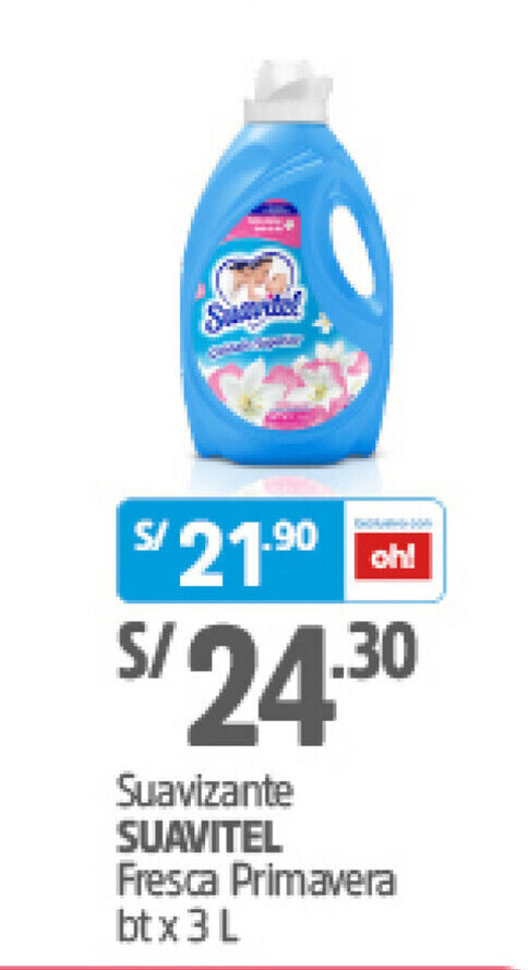 Plaza Vea Suavizante SUAVITEL Fresca Primavera bt x 3L oferta