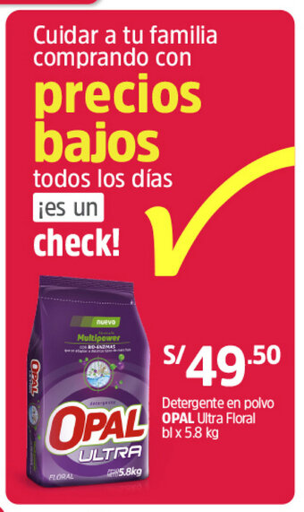 Plaza Vea Detergente en polvo OPAL Ultra Floral bl x 5.8kg oferta