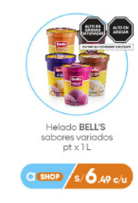 Plaza Vea Helado BELL'S sabores variados pt x 1L oferta
