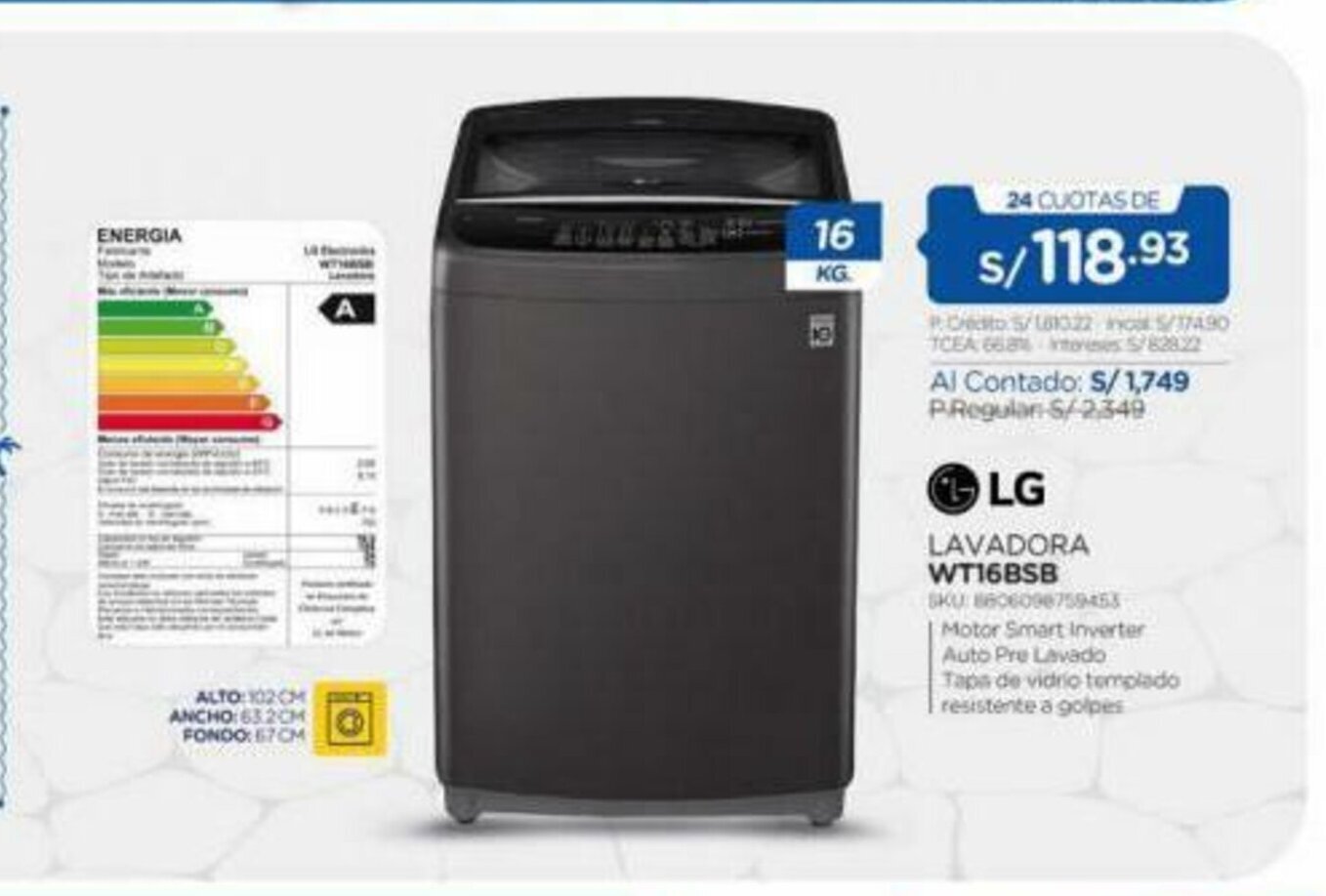 El Gallo Más Gallo LG - Lavadora WT16BSB oferta