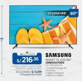 El Gallo Más Gallo SAMSUNG - Smart TV UHD 60" UN60AU7000 oferta