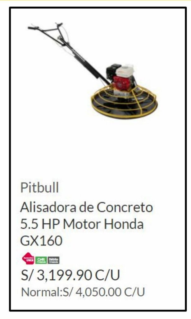 Maestro Pitbull Alisadora de Concreto 5.5 HP Motor Honda GX160 oferta