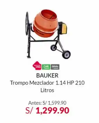 Maestro Bauker - Trompo Mezclador 1.14HP 210 oferta