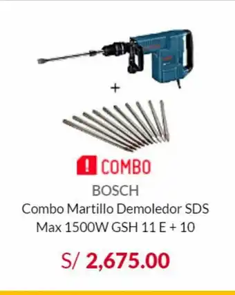Maestro Bosch - Combo Martillo Demoledor SDS Max 1500W GSH 11E + 10 oferta