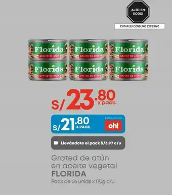 Makro Grated de atún en aceite vegetal florida pack 6unid x 170g oferta
