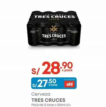Makro Cerveza tres cruces pack 12 latas x 355ml oferta