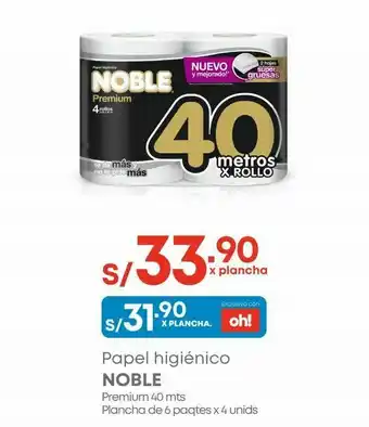 Makro Papel higiénico noble 40m plancha de 6 paquetes x 4unid oferta