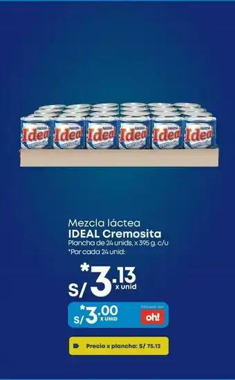 Makro Mezcla láctea ideal cremosita plancha de 25unid x 395g oferta