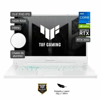 Tottus Laptop tuf dash fx516 ci7-11370h 16gb 512ssd rtx3050 oferta