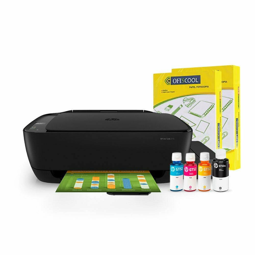 Impresora multifuncional hp ink tank 315 + papel 75 gr oferta en Tottus