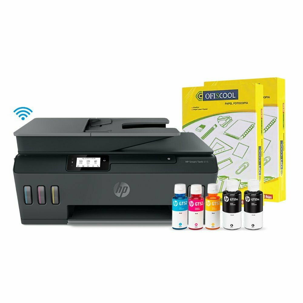Tottus Impresora multifuncional hp multi tank 615 wifi + papel 75 gr oferta