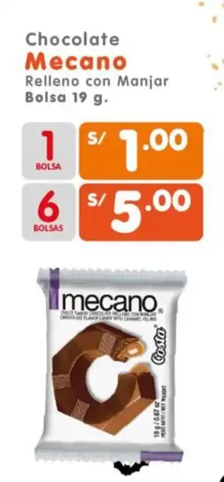 Mecano chocolate relleno con manjar