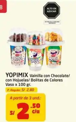 MaxiAhorro Yopimix vainilla con chocolate con hojuelas bolitas de colores oferta