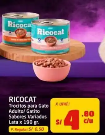 Ricocat trocitos para gato adulto/ gatito sabores variados