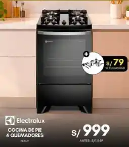 La Curacao Electrolux cocina de pie 4 quemadores oferta