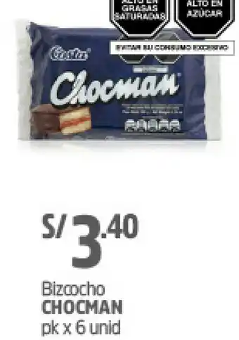 Plaza Vea Bizcocho Chocman oferta
